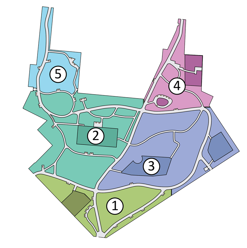 Plan des zones du parc Tenbosch